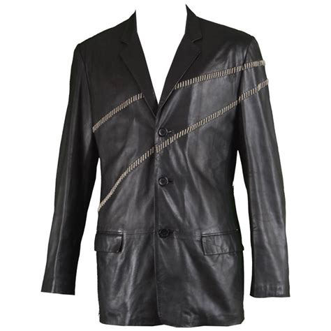 versace mens embroidered jacket leather|Versace leather jackets women.